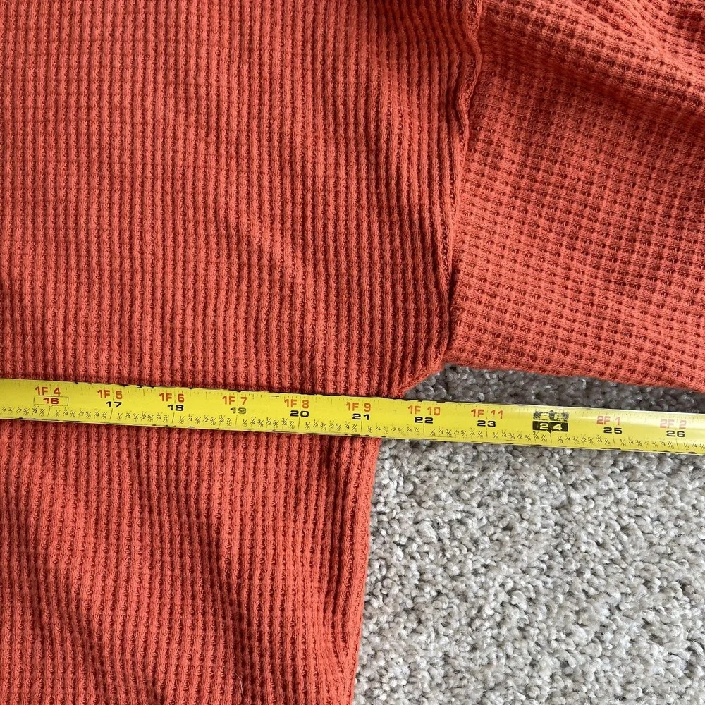Madewell Sweater Womens Large Orange V Neck Waffle Knit Long Sleeve Pullover